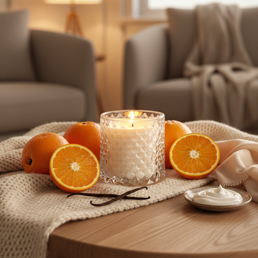 Cozy home with fresh oranges and vanilla