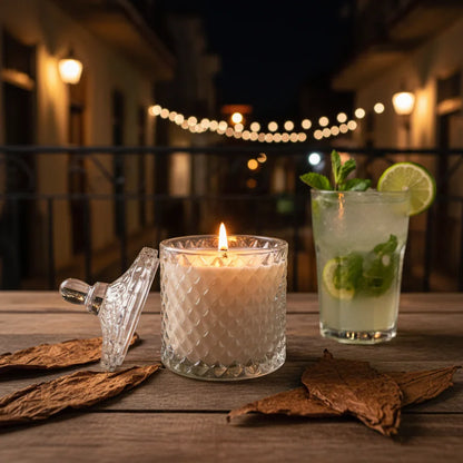 Mojito cocktail with tobacco leaves