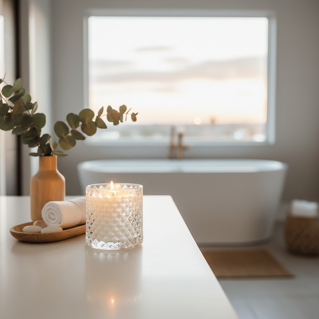 Peaceful spa setting with eucalyptus