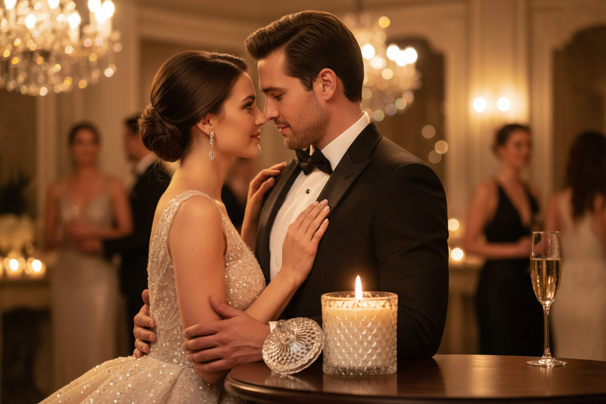 The Connection — intimate moment between couple, candle in background