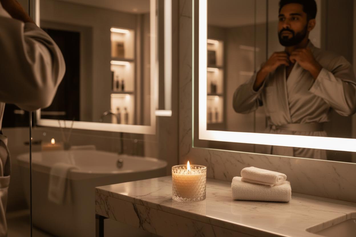 The Ritual — candle burning, no lid, no diffuser