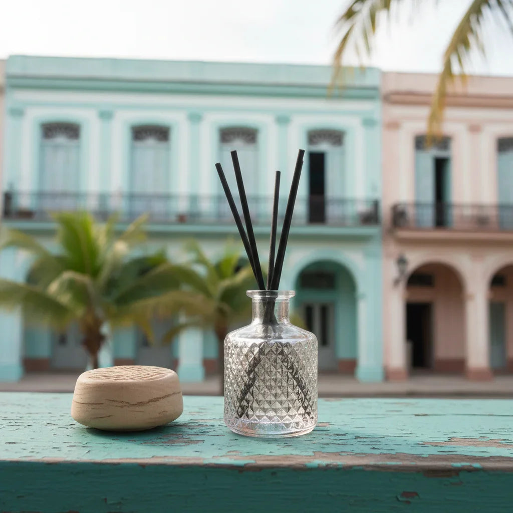 Weathered turquoise wood with faded Cuban colonial aesthetic